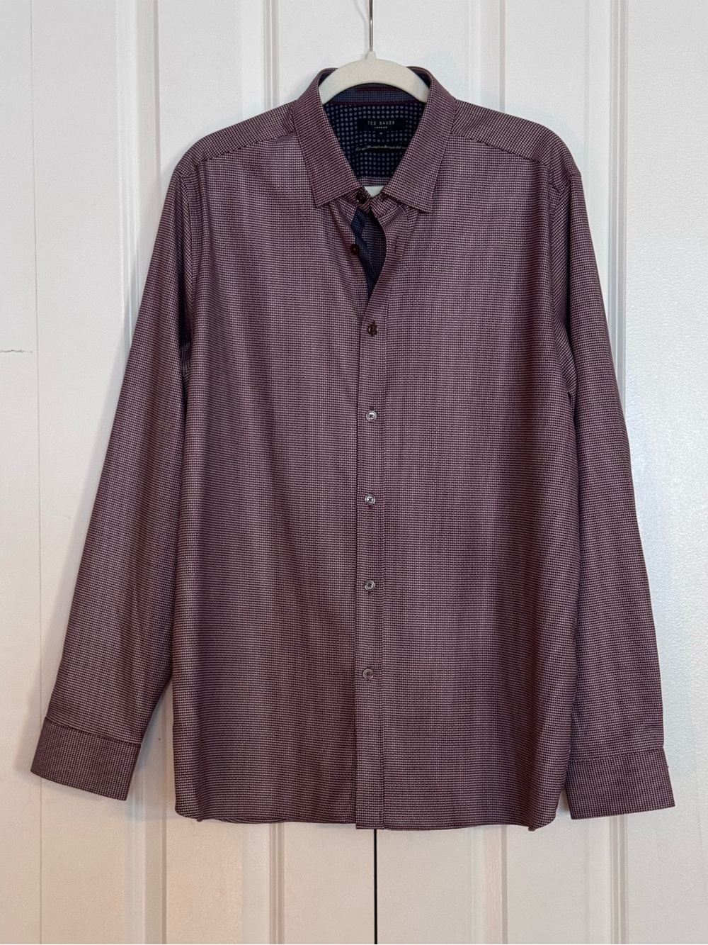 Ted Baker London Men's Long-Sleeve Dress Shirt in Burgundy/maroon Size 6